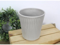 Osłonka ceramiczna TŁOCZONE LINIE matowa 14x12,5x9,5 cm SZARA