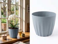 Osłonka, doniczka BROADWAY 13x11 cm - SZARA