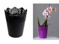 Osłonka, doniczka CORONA czarna MINI 14,5x11,5 cm - 1 szt