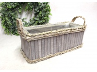 Osłonka drewniana KORYTKO PROSTOKĄTNE z folią 40x15x15 cm SZARA
