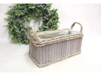 Osłonka drewniana KORYTKO PROSTOKĄTNE z folią 30x15x14 cm SZARA
