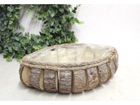 Osłonka drewniana ŁEZKA OWALNA z folią 35x20x10 cm - brązowa