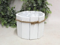 Osłonka drewniana OKRĄGŁA 16x12 cm BIAŁA