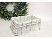 Osłonka drewniana PROSTOKĄTNA z folią 25x15x10 cm - biała