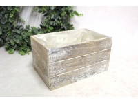 Osłonka drewniana SKRZYNECZKA z folią 22x14x12 cm - brązowa bielona