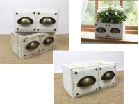 Osłonka drewniana SZUFLADA z dwoma uchwytami 22x11x11 cm mix kolor