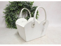 Osłonka drewniana TOREBKA z folią 24x22x16 cm BIAŁA