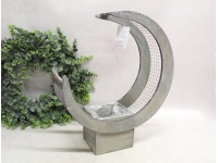 Osłonka drewniana z siatką z drutu KSIĘŻYC 36x13x43 cm SZARA