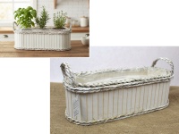 Osłonka drewniana zdobiona warkoczem 43x17x14 cm BIELONA