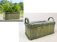 Osłonka drewniana zdobiona warkoczem 32x16x14 cm ZIELONA