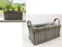 Osłonka drewniana zdobiona warkoczem 32x16x14 cm SZARA