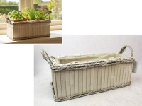 Osłonka drewniana zdobiona warkoczem 36x15x13 cm BIELONA