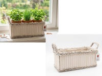 Osłonka drewniana zdobiona warkoczem 32x16x14 cm BIAŁA