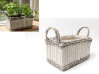 Osłonka drewniana zdobiona warkoczem 27x16x13 cm BIAŁY