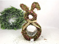 Osłonka, kosz mech, gałązki listki różowe USZY ZAJĄCA 40x20x12 cm