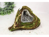 Osłonka mech, gałązki SERCE 25x22x8 cm