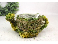 Osłonka mech, gałązki suszone kwiaty, juta KONEWKA 22x13x10