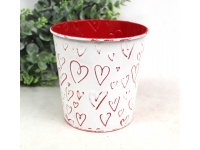 Osłonka metalowa BIAŁO-CZERWONA w Serca 14x14 cm