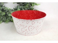 Osłonka metalowa BIAŁO-CZERWONA w Serca 20x9,5 cm