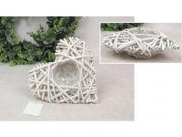 Osłonka rattanowa SERCE 20x6 cm - BIAŁA