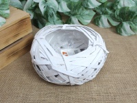 Osłonka wiklinowa, rattanowa z folią GNIAZDO 20x7 cm - BIAŁA