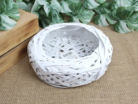 Osłonka wiklinowa, rattanowa z plastikowym wkładem GNIAZDO 25x8 cm - BIAŁA