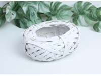 Osłonka wiklinowa, rattanowa z plastikowym wkłasem GNIAZDO OWAL 19x6 cm - BIAŁA