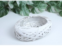Osłonka wiklinowa, rattanowa z plastikowym wkładem GNIAZDO OWAL 21x15x6 cm - BIAŁA