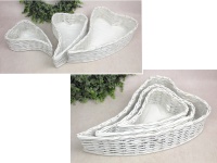 Osłonka wiklinowa, rattanowa biała SERCE - kpl 3 szt