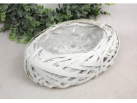 Osłonka wiklinowa, rattanowa GNIAZDO BIAŁA 30x20x8 cm