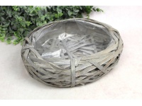 Osłonka wiklinowa, rattanowa GNIAZDO SZARA 29x23x8 cm