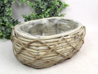 Osłonka z gałązek OWALNA z folią 32x22x13 cm SZARA