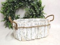 Osłonka z kory OWALNA z rączkami 29x15x12 cm BIAŁA