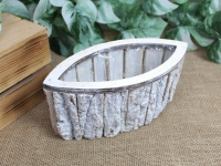 Osłonka z kory z plastikowym wkładem ŁEZKA 23x11x10 cm - BIELONA