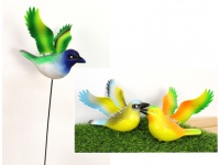 Ozdoba plastikowa PTASZEK na metalowym PIKU 22x16 cm pik 45 cm MIX KOLOR