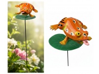 Ozdoba plastikowa ŻABA na liściu na metalowym PIKU 18x9,5x9 cm pik 45 cm