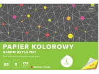 Papier kolorowy, wycinanka samoprzylepna FLUO B5 8 kartek - 1 szt