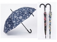 Parasol damski, laska, automatyczny, 10 drutów (wys. 70 cm, śr. 90 cm) - KWIATY mix
