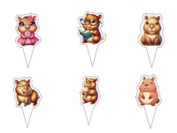 Party KAPIBARA Toppery na tort, babeczki kpl 24 szt 9 cm