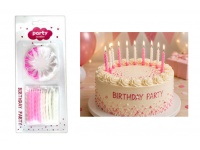 PARTY Świeczki na tort (8 cm) 24 szt na blistrze 20x9 cm RÓŻOWO-BIAŁE