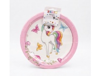 PARTY Urodziny "Happy Birthday" dla DZIEWCZYNKI - JEDNOROŻEC talerzyki jednorazowe 23 cm kpl 10 szt