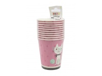 PARTY Urodziny "Happy Birthday" dla DZIEWCZYNKI - KOTEK kubeczki 250 ml kpl 10 szt