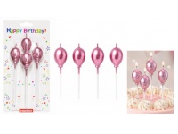 PARTY zestaw świeczek urodzinowych na tort wzór BALONÓW kpl 4 szt opakowanie 24x9,5 cm