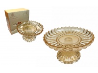 Patera szklana na nóżce 17,5x10 cm w kolorze BURSZTYNU