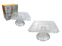 Patera szklana na nóżce kwadrat 16x10 cm TRANSPARENTNA