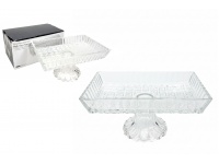 Patera szklana PROSTOKĄTNA na nóżce 20x13x9,5 cm WZÓR EGIPT