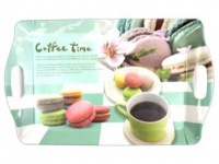 Patera, taca plastikowa z rączkami 41x25 cm KAWA, CIASTKA