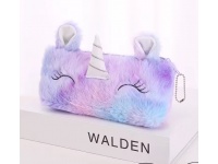 Piórnik szkolny uszy materiałowy tęczowy UNICORN 20x13 cm FIOLETOWY