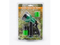 Pistolet, spryskiwacz, zraszacz + złączki do węża ogrodowego kpl 3 el na blistrze 24x16 cm