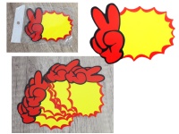 Plakietka, cenówka DŁOŃ V 11,5x9 cm ŻÓŁTO-CZERWONA - kpl 10 szt